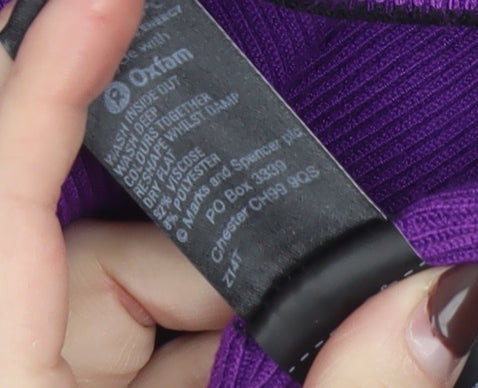 Marks and Spencer Per Una Women's Purple Peplum Knit Jumper Size 14