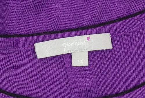 Marks and Spencer Per Una Women's Purple Peplum Knit Jumper Size 14