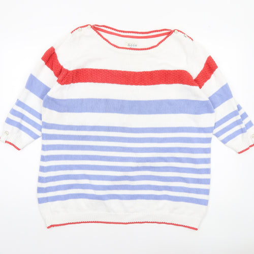 Country Rose Womens Multicoloured Striped Cotton Pullover Jumper XL