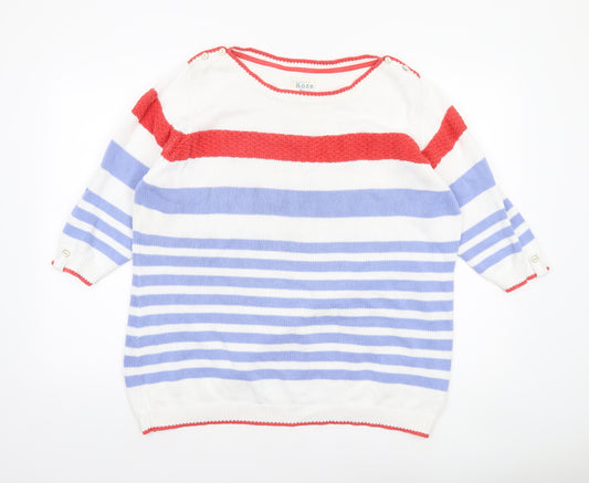 Country Rose Womens Multicoloured Striped Cotton Pullover Jumper XL