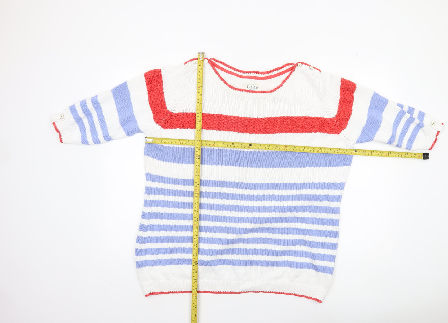 Country Rose Womens Multicoloured Striped Cotton Pullover Jumper XL