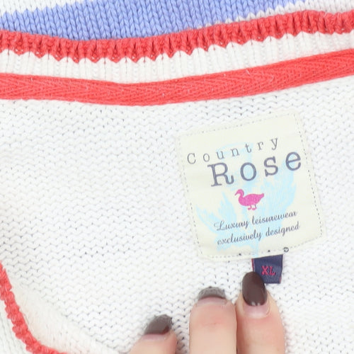 Country Rose Womens Multicoloured Striped Cotton Pullover Jumper XL