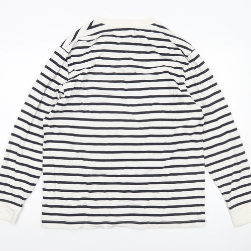 Jack Wills Men's White Navy Striped Long Sleeve Cotton Shirt XL