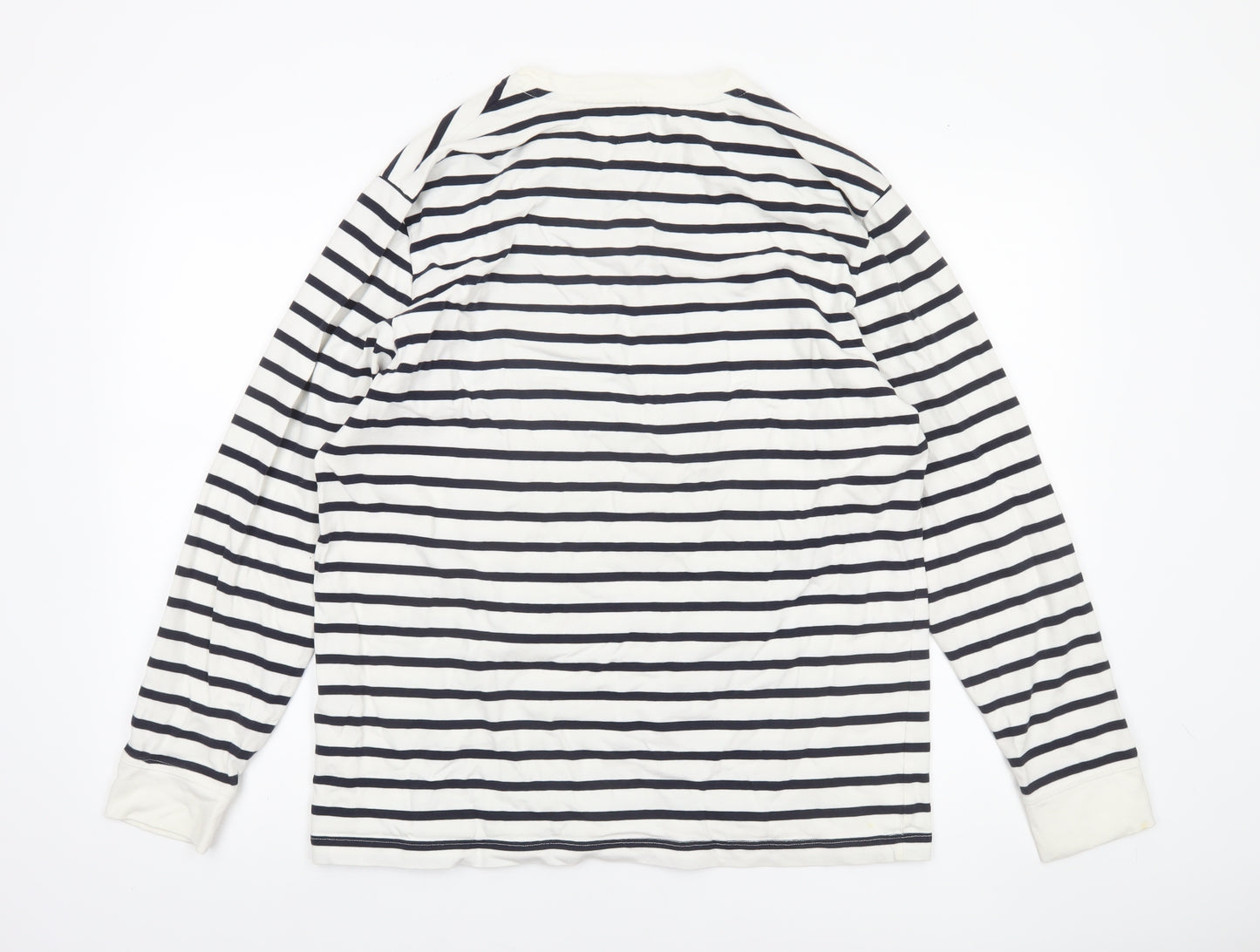 Jack Wills Men's White Navy Striped Long Sleeve Cotton Shirt XL