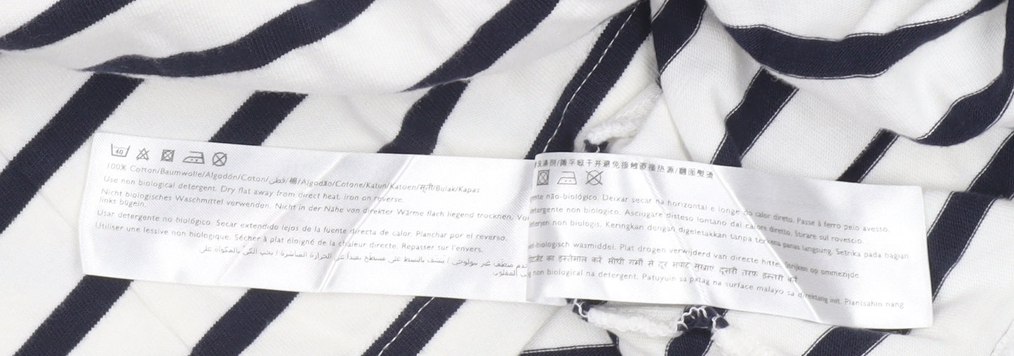 Jack Wills Men's White Navy Striped Long Sleeve Cotton Shirt XL
