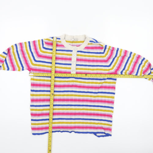 Tu Women's Multicoloured Stripe Henley Jumper Size 16 Knit Top