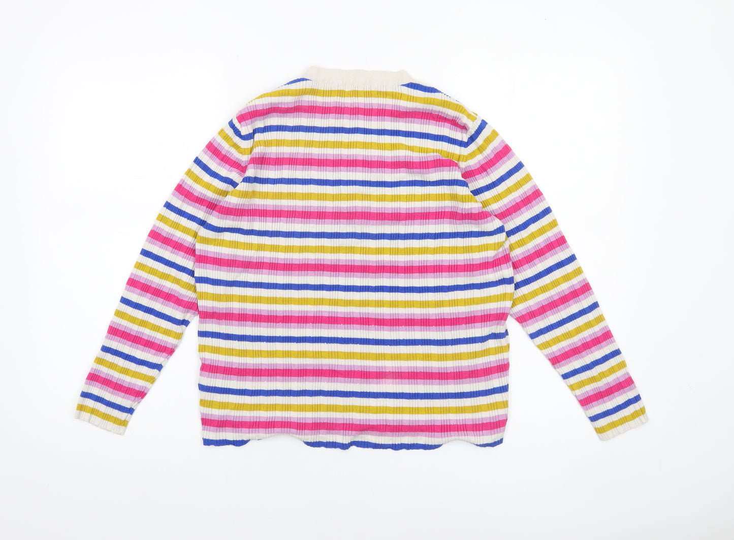 Tu Women's Multicoloured Stripe Henley Jumper Size 16 Knit Top