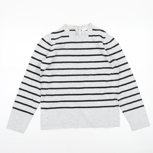 John Lewis Women’s Grey Striped Crew Neck Jumper Size 14