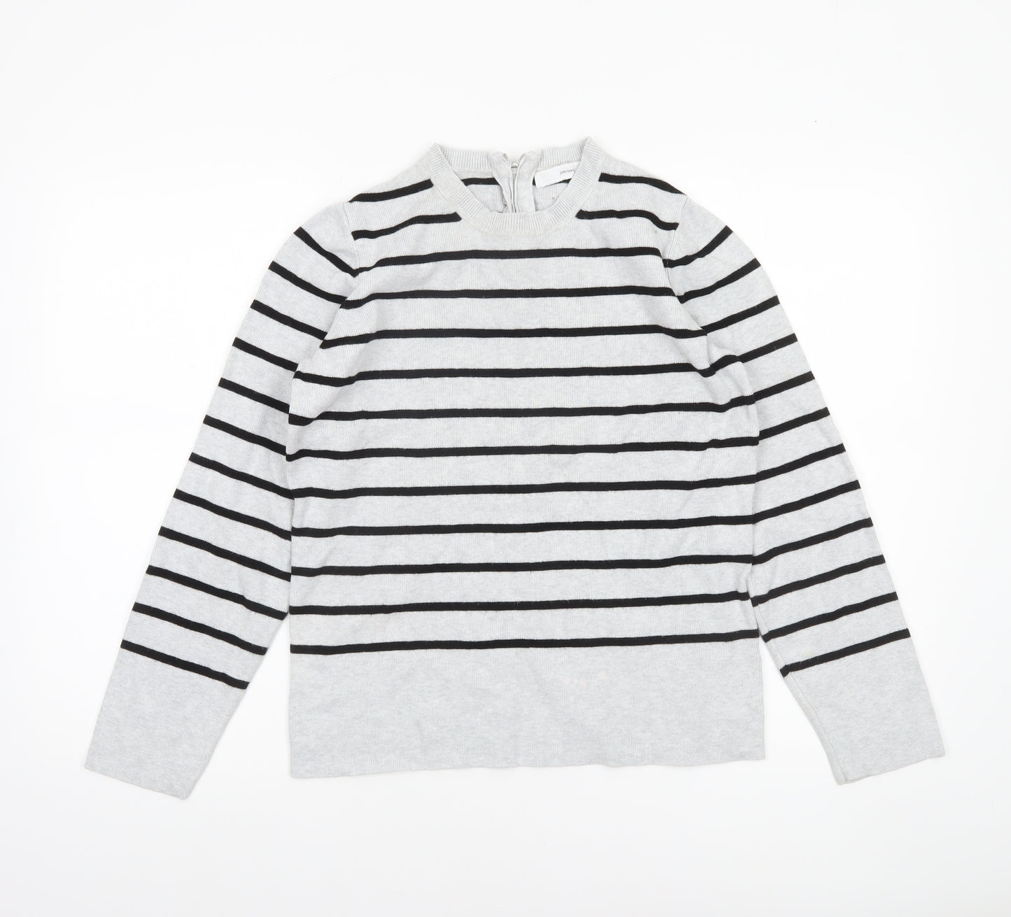 John Lewis Women’s Grey Striped Crew Neck Jumper Size 14