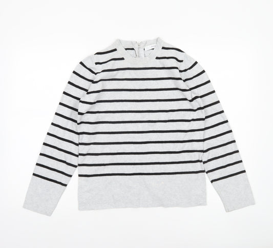 John Lewis Women’s Grey Striped Crew Neck Jumper Size 14