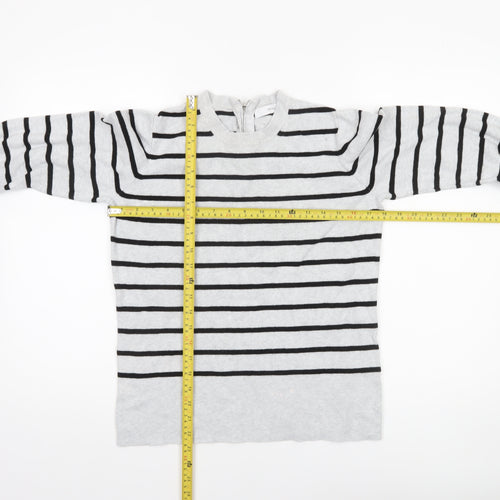 John Lewis Women’s Grey Striped Crew Neck Jumper Size 14