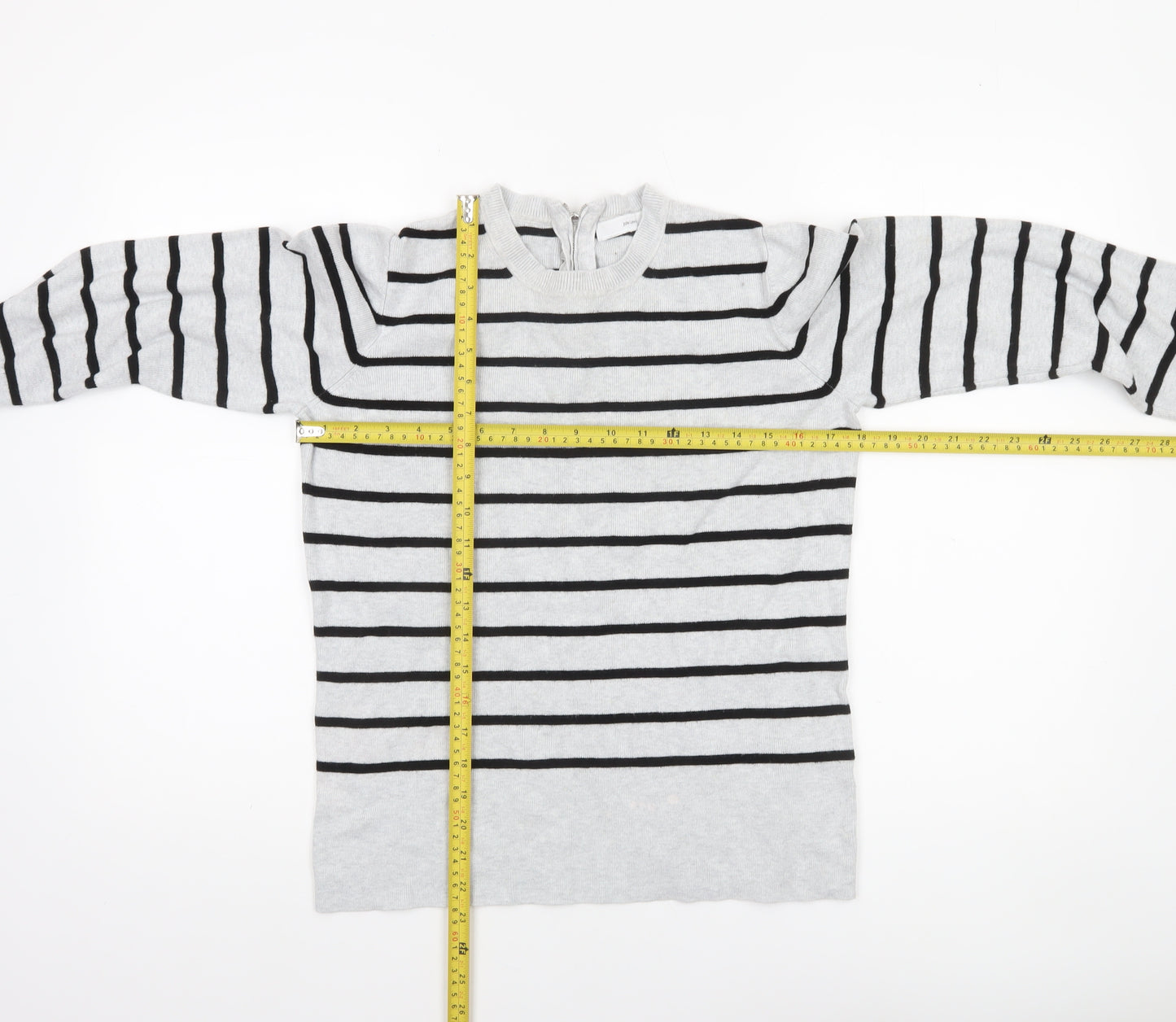 John Lewis Women’s Grey Striped Crew Neck Jumper Size 14
