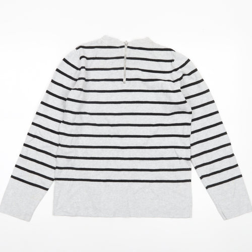 John Lewis Women’s Grey Striped Crew Neck Jumper Size 14