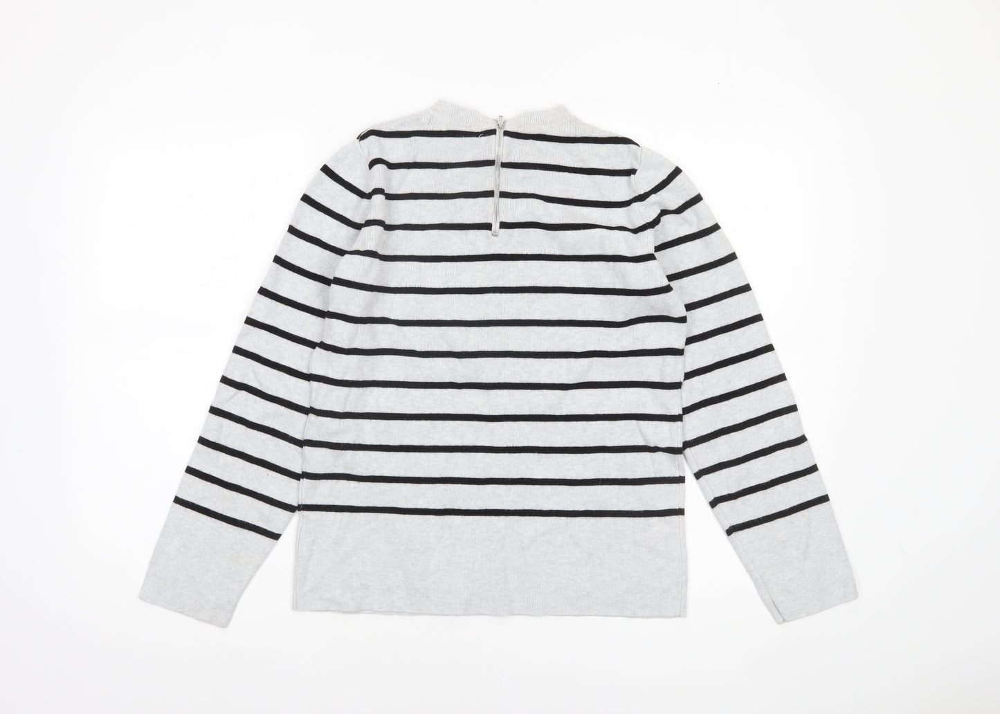 John Lewis Women’s Grey Striped Crew Neck Jumper Size 14