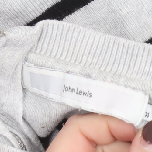 John Lewis Women’s Grey Striped Crew Neck Jumper Size 14
