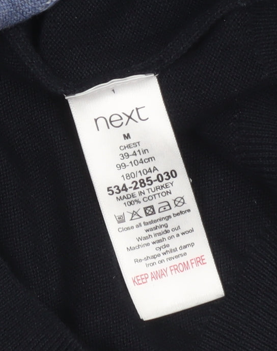 Next Men’s Blue Striped Collared Cotton Jumper M