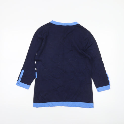 Marble Women's Blue Striped 3/4 Sleeve Pullover Jumper Size 10