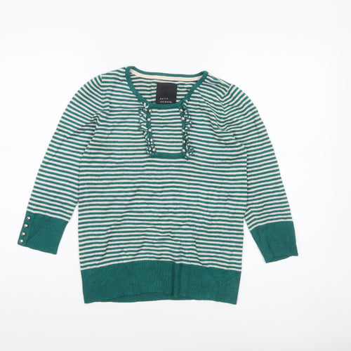 Betty Jackson Black Women’s Green Striped Knit Jumper Size 10