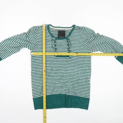 Betty Jackson Black Women’s Green Striped Knit Jumper Size 10