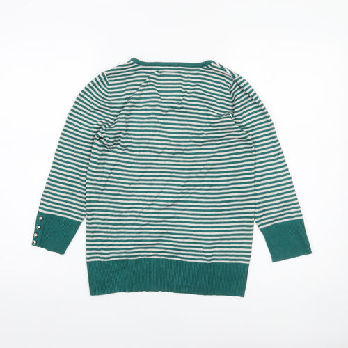 Betty Jackson Black Women’s Green Striped Knit Jumper Size 10