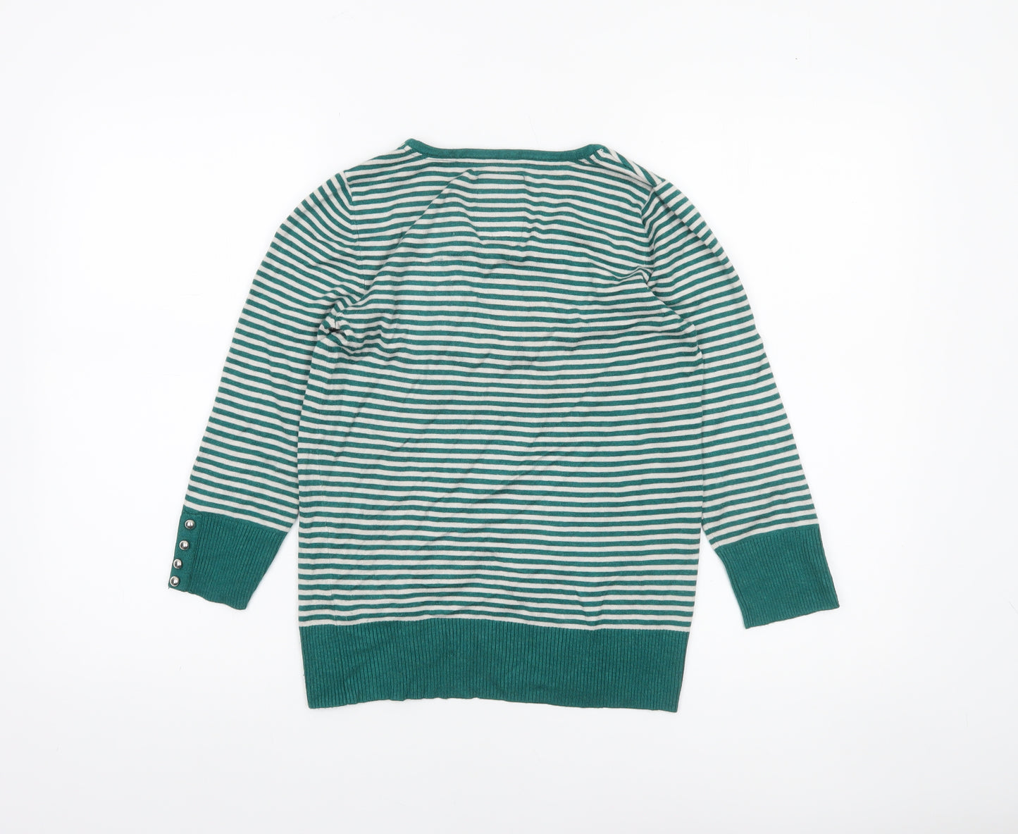 Betty Jackson Black Women’s Green Striped Knit Jumper Size 10