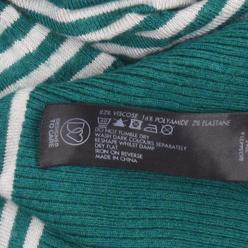 Betty Jackson Black Women’s Green Striped Knit Jumper Size 10