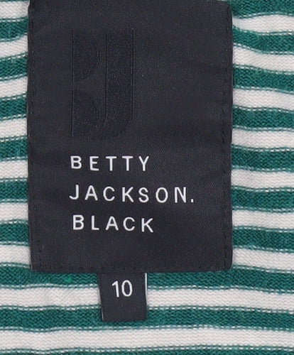 Betty Jackson Black Women’s Green Striped Knit Jumper Size 10