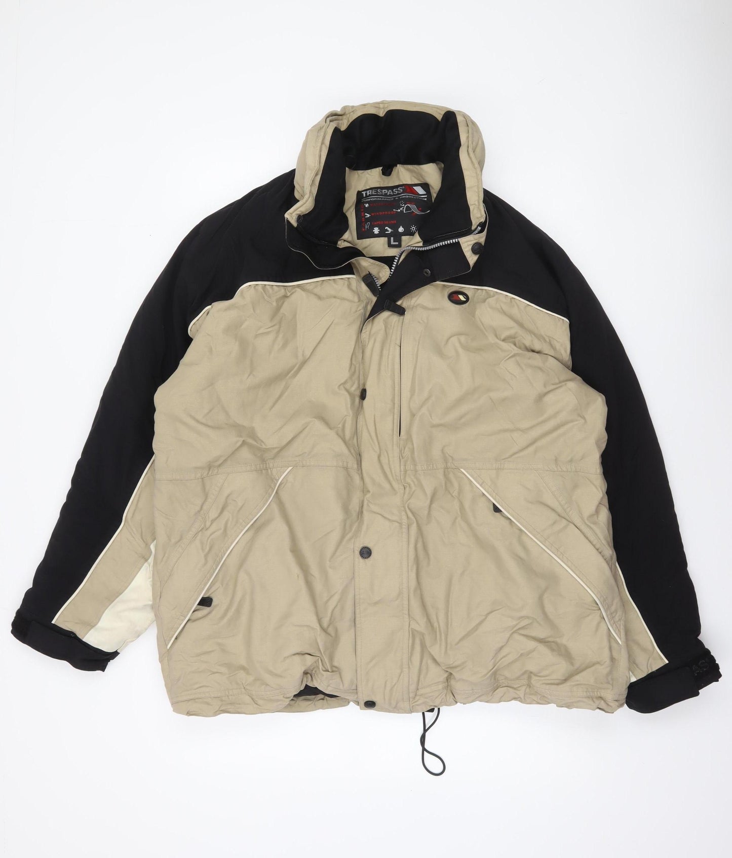 Trespass Men's Beige Waterproof Parka Jacket L Winter Outdoor Coat