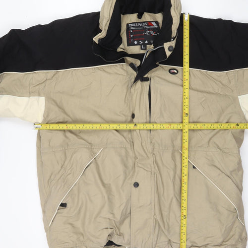 Trespass Men's Beige Waterproof Parka Jacket L Winter Outdoor Coat