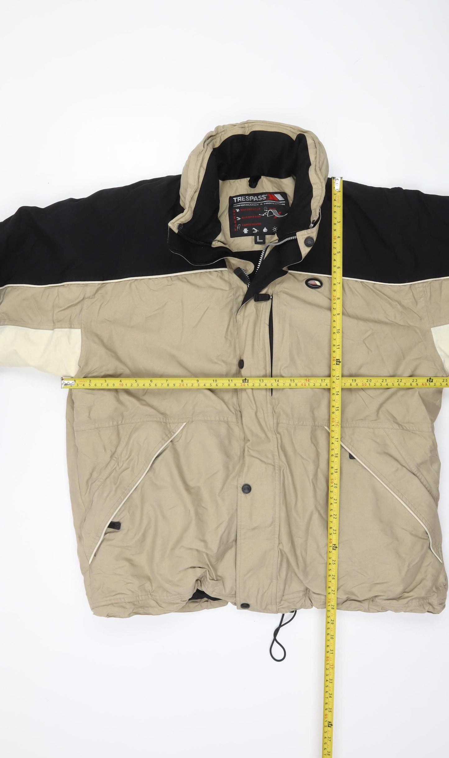 Trespass Men's Beige Waterproof Parka Jacket L Winter Outdoor Coat