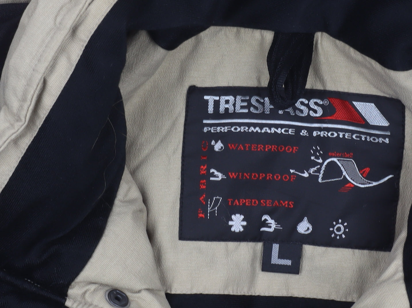 Trespass Men's Beige Waterproof Parka Jacket L Winter Outdoor Coat