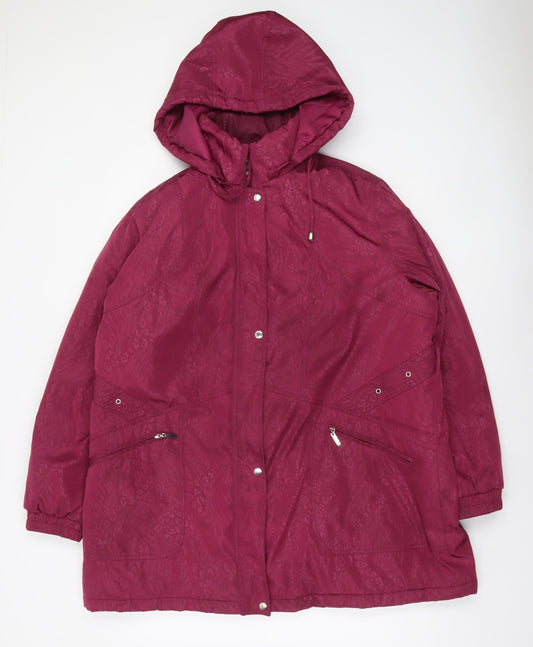 JBC Collection Women Red Hooded Parka Coat Size 22 Polyester Winter Jacket