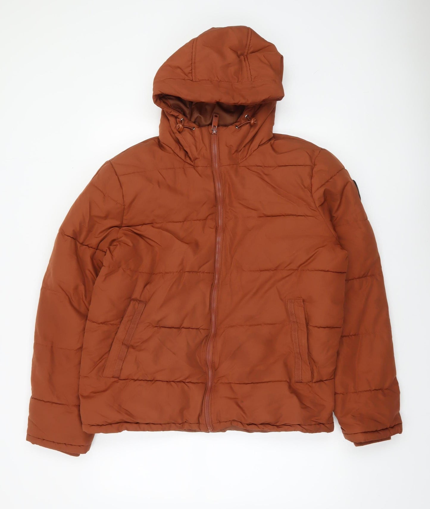 Burton Menswear Men’s Brown Hooded Puffer Jacket Size M