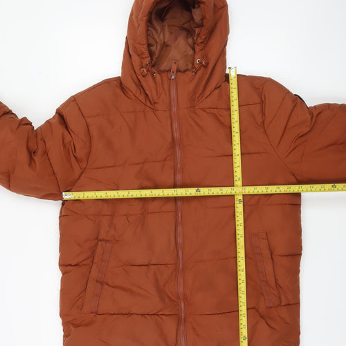 Burton Menswear Men’s Brown Hooded Puffer Jacket Size M