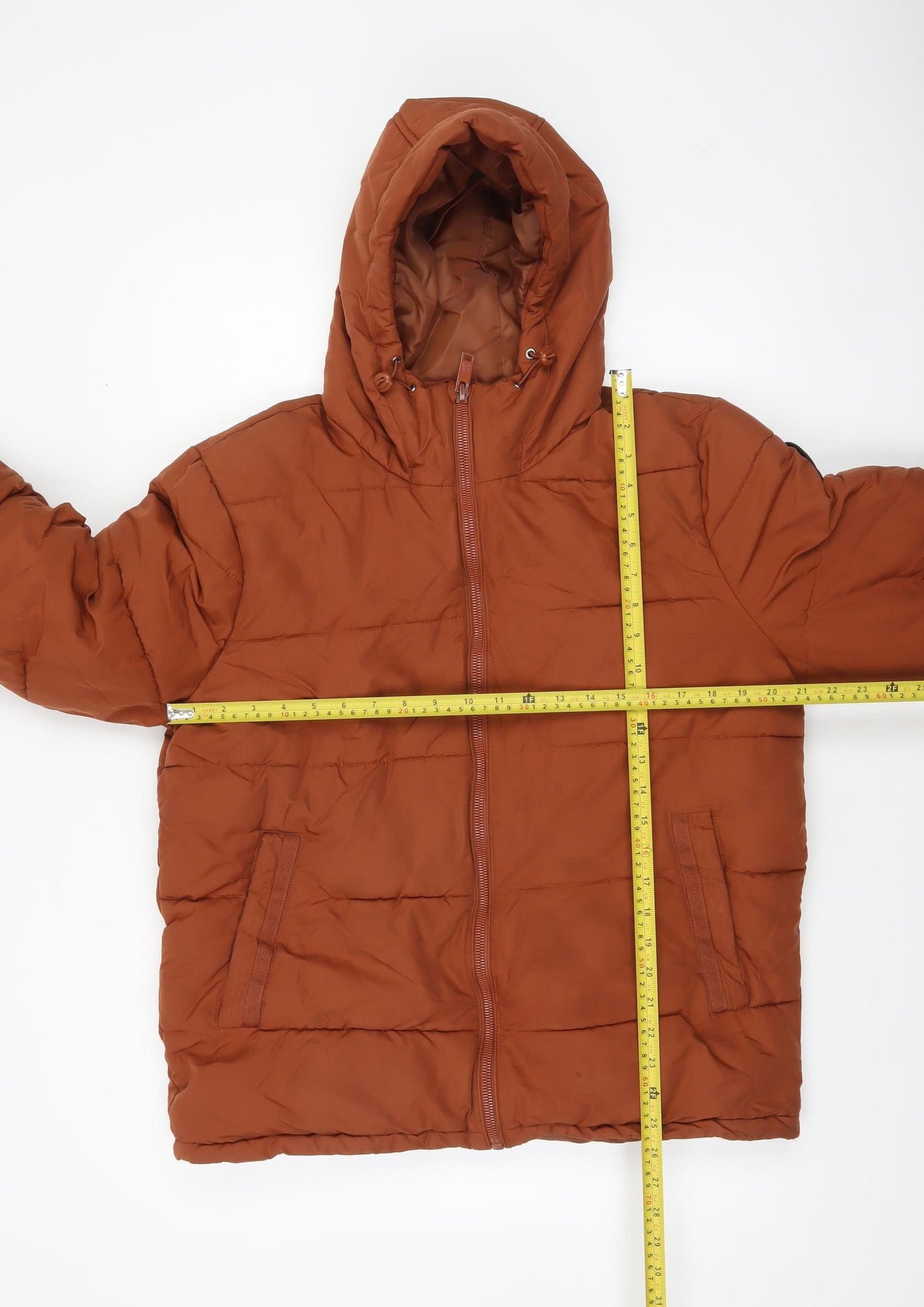 Burton Menswear Men’s Brown Hooded Puffer Jacket Size M