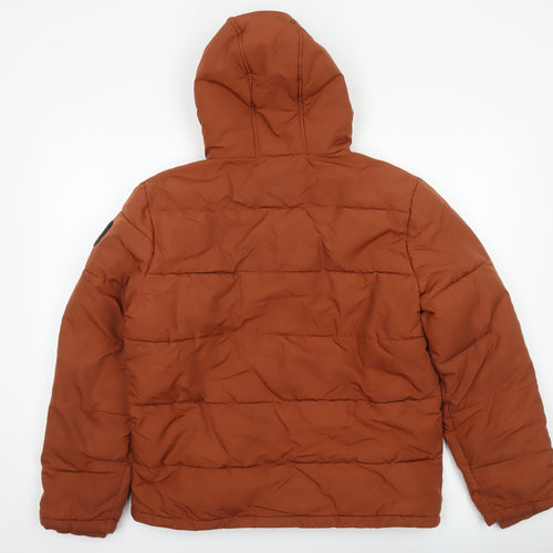 Burton Menswear Men’s Brown Hooded Puffer Jacket Size M