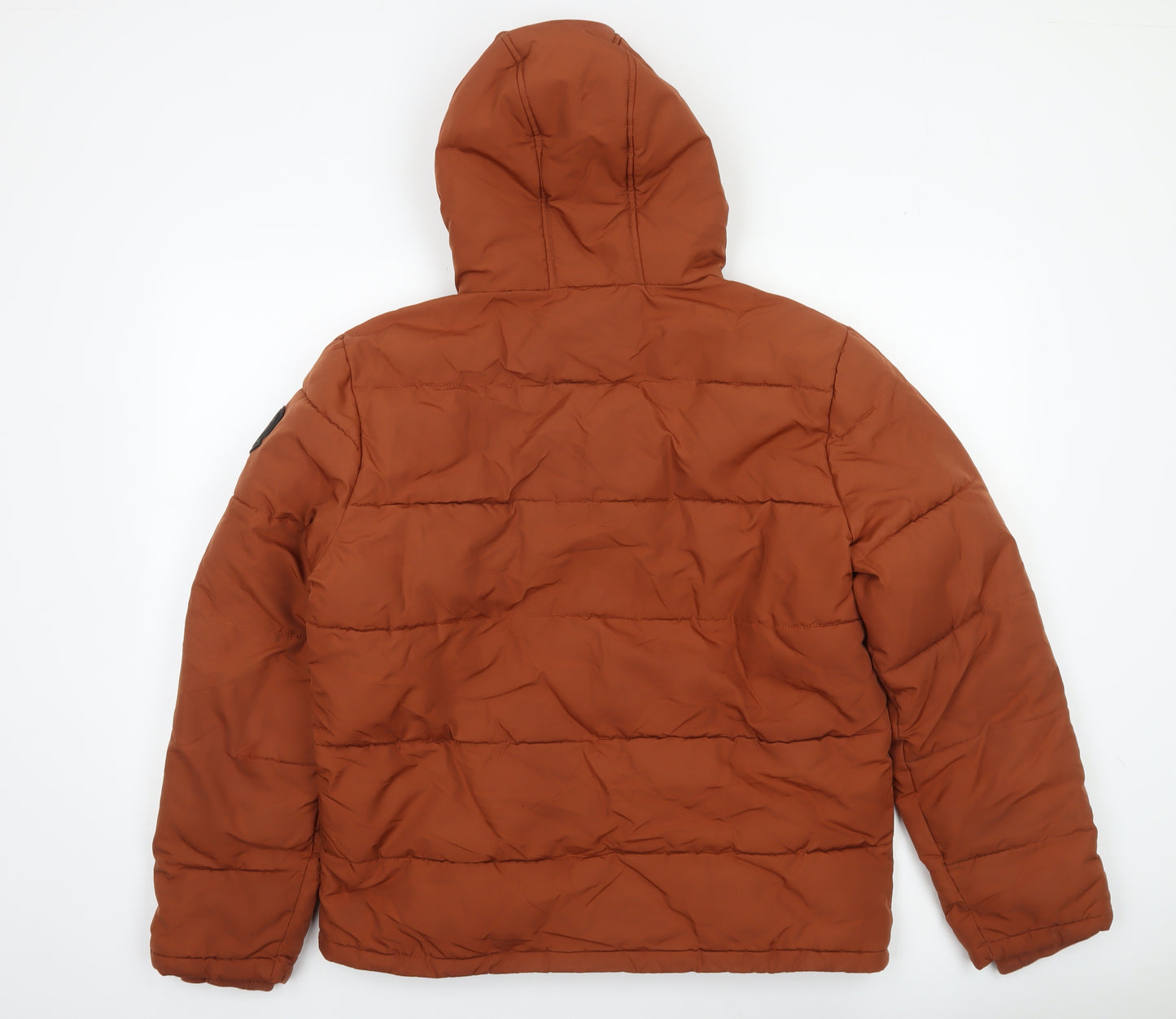 Burton Menswear Men’s Brown Hooded Puffer Jacket Size M