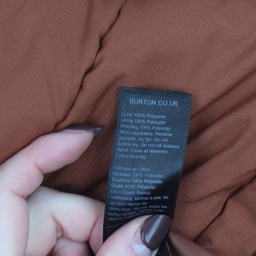 Burton Menswear Men’s Brown Hooded Puffer Jacket Size M