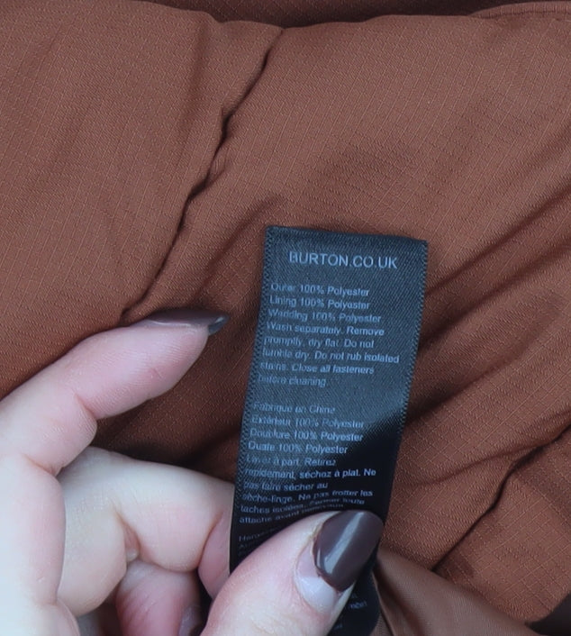 Burton Menswear Men’s Brown Hooded Puffer Jacket Size M