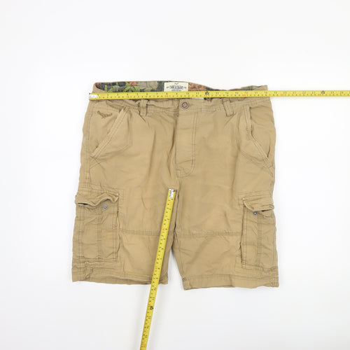 Threadbare Mens Beige Cargo Shorts Size L 36in Cotton Casual