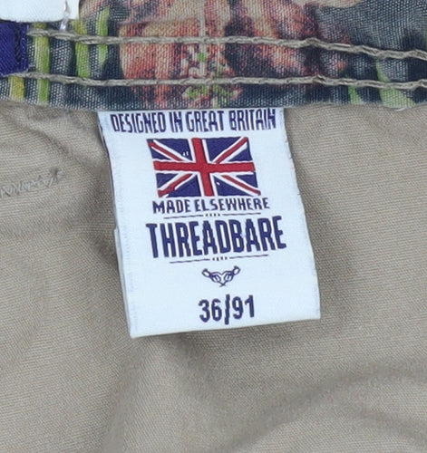 Threadbare Mens Beige Cargo Shorts Size L 36in Cotton Casual