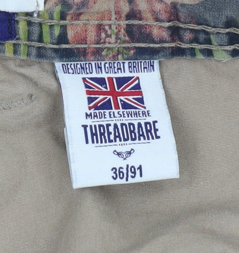 Threadbare Mens Beige Cargo Shorts Size L 36in Cotton Casual