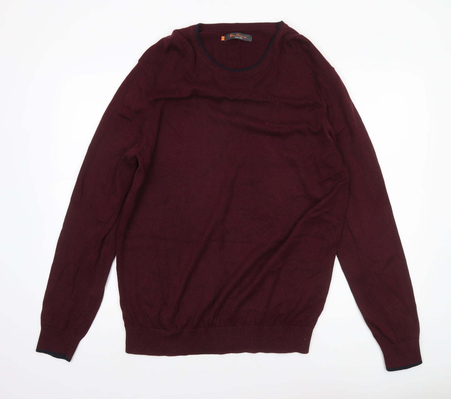 Ben Sherman Men's Red XL Cotton Crew Neck Pullover Jumper