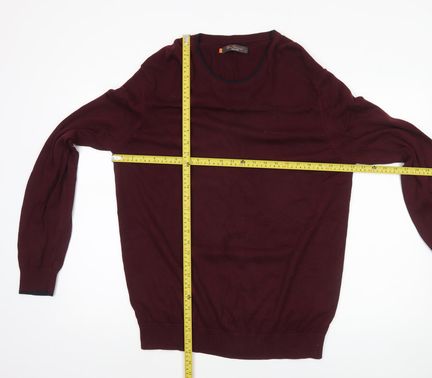 Ben Sherman Men's Red XL Cotton Crew Neck Pullover Jumper