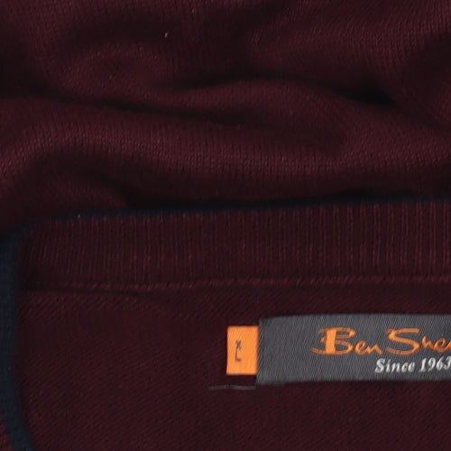 Ben Sherman Men's Red XL Cotton Crew Neck Pullover Jumper