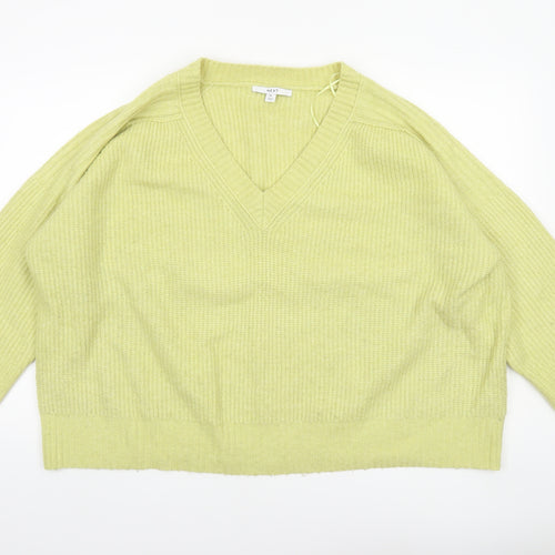 Next Women’s Green XL V-Neck Knit Relaxed Pullover Jumper