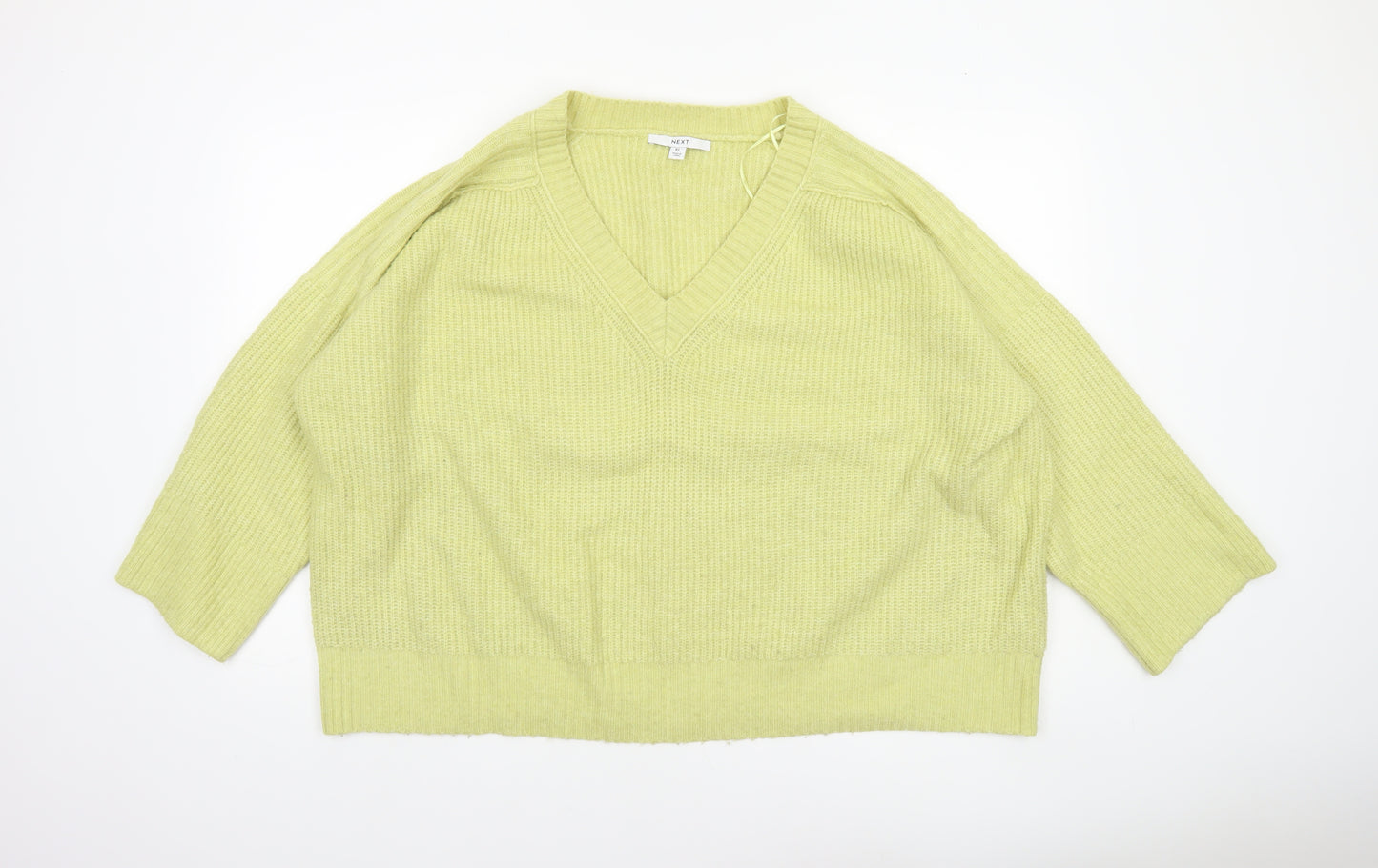 Next Women’s Green XL V-Neck Knit Relaxed Pullover Jumper