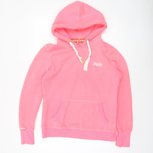 Superdry Women Pink Pullover Hoodie M Cotton Blend Casual