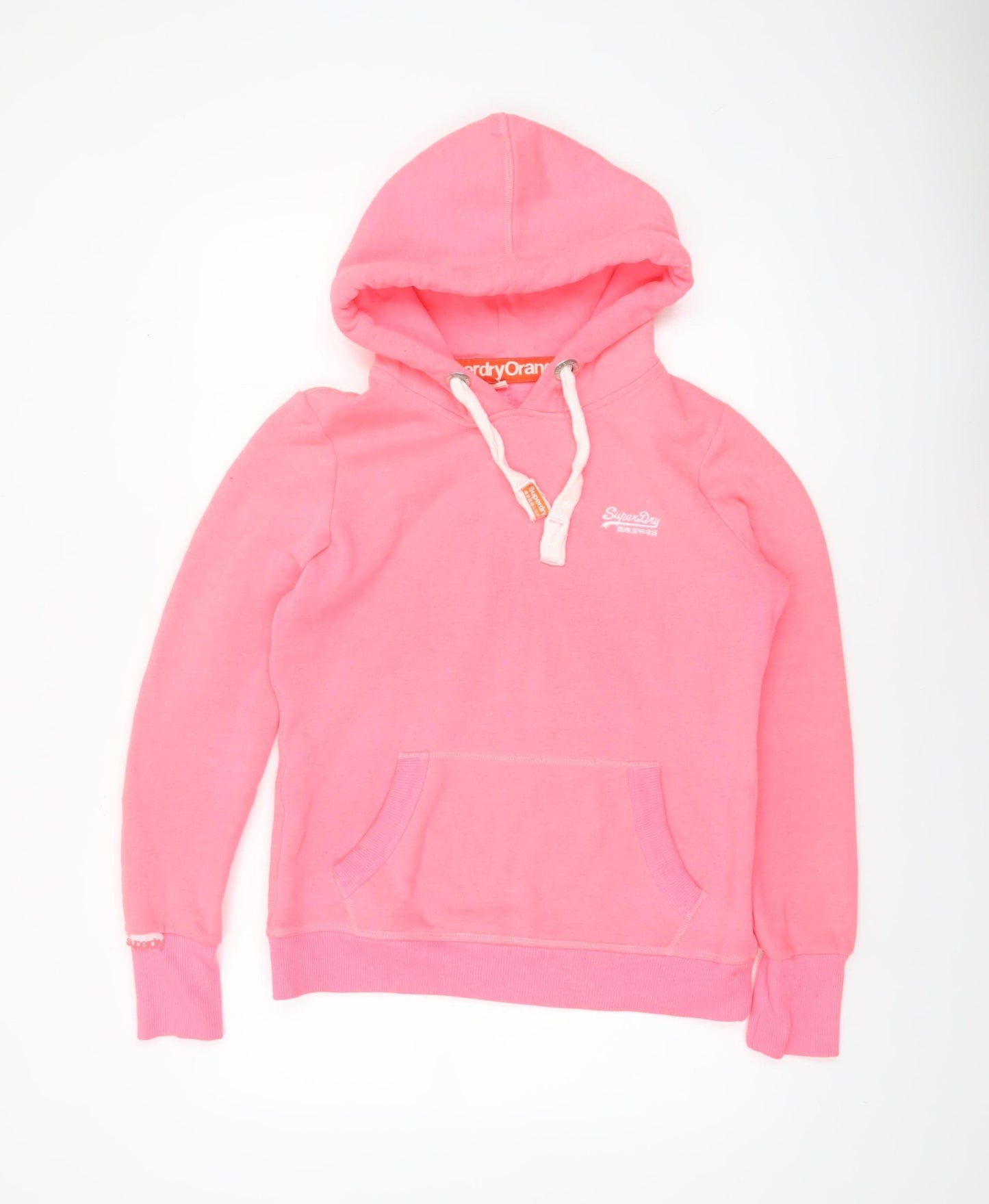 Superdry Women Pink Pullover Hoodie M Cotton Blend Casual