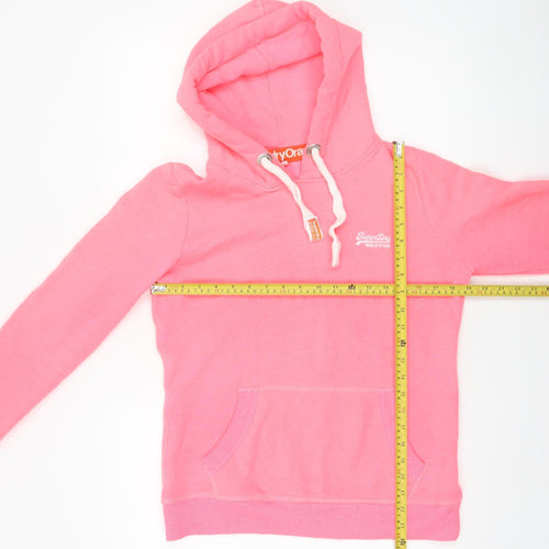 Superdry Women Pink Pullover Hoodie M Cotton Blend Casual
